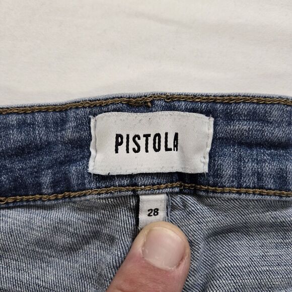 Pistola Women Jeans 28 Tapered Ankle Mid Rise Skinny Slit Hem Distressed Stretch - Picture 13 of 15